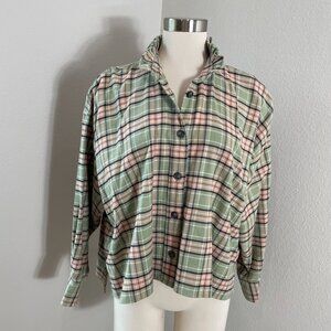 ISABEL MARANT ETOILE Womens XS US Plaid Ruffle Neck Button Up Shirt Boxy Cut Top